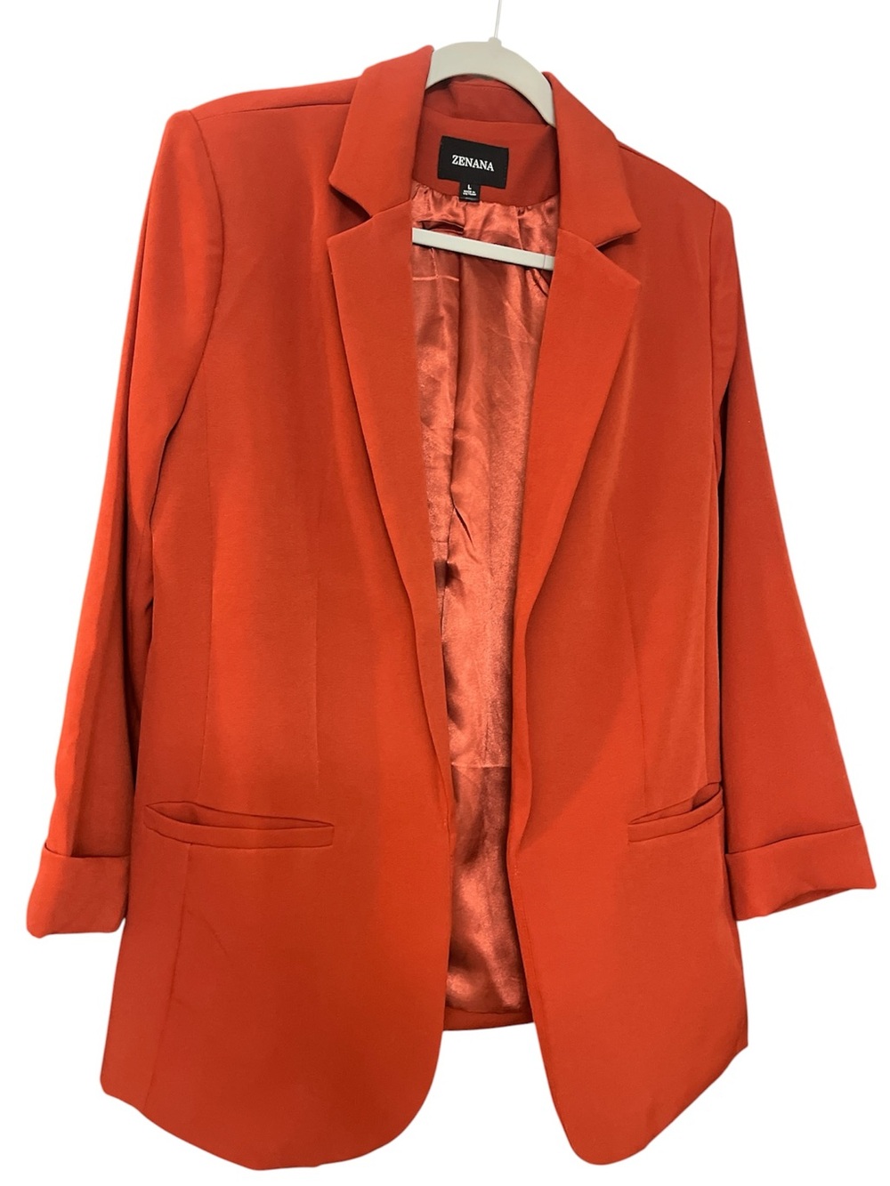 Zenana Women's rust color open front blazer NWOT size L